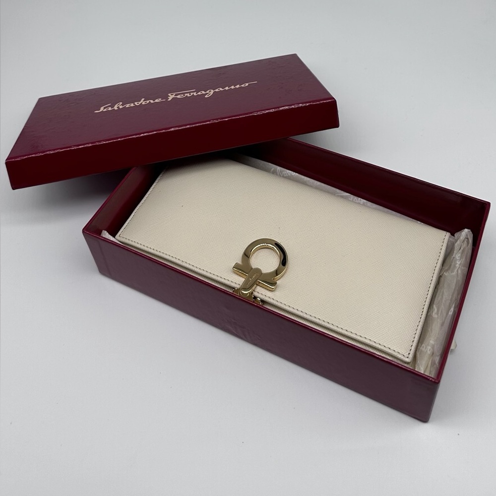 Salvatore Ferragamo Gancini Saffiano Leather Continental Wallet